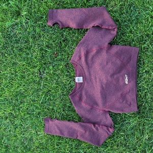 ECHT Women's Maroon Long Sleeve Crop Top